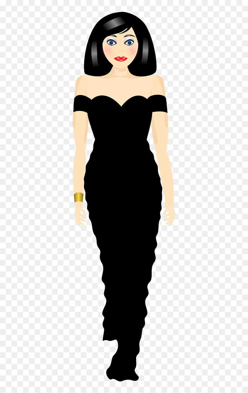 Caricature In Dress, HD Png Download - black fashion model png