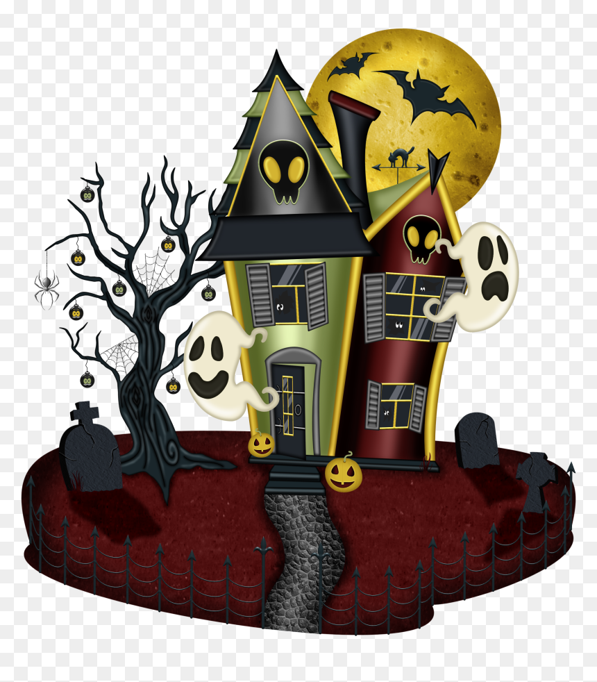 Large House Hayride Halloween Picture Free Frame Clipart - House Halloween Clipart, HD Png Download - halloween frame png