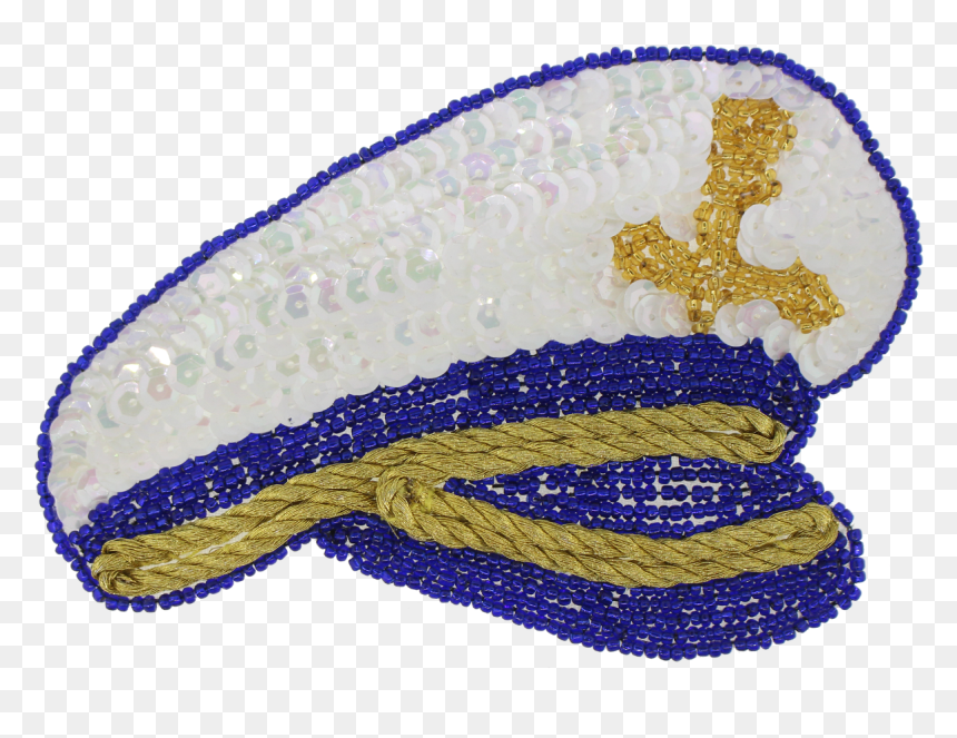 Captain"s Sailor Hat Beaded & Sequin Applique - Sequin Sailor Hat, HD Png Download - captain hat png