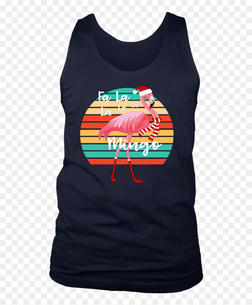 Vinage Cute Pink Flamingo Santa Hat Merry Christmas - Active Tank, HD Png Download - pink santa hat png