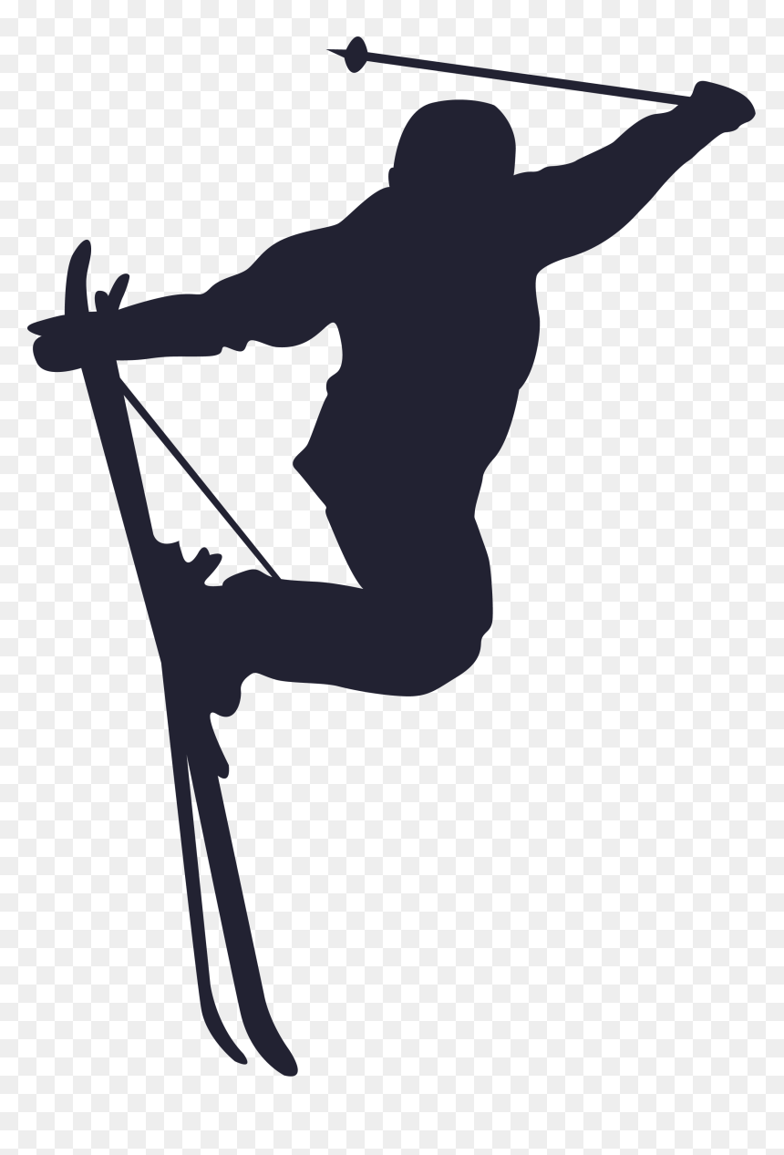 Silhouette Skiing Ski Jumping Sport - Skier Silhouette, HD Png Download - ski png