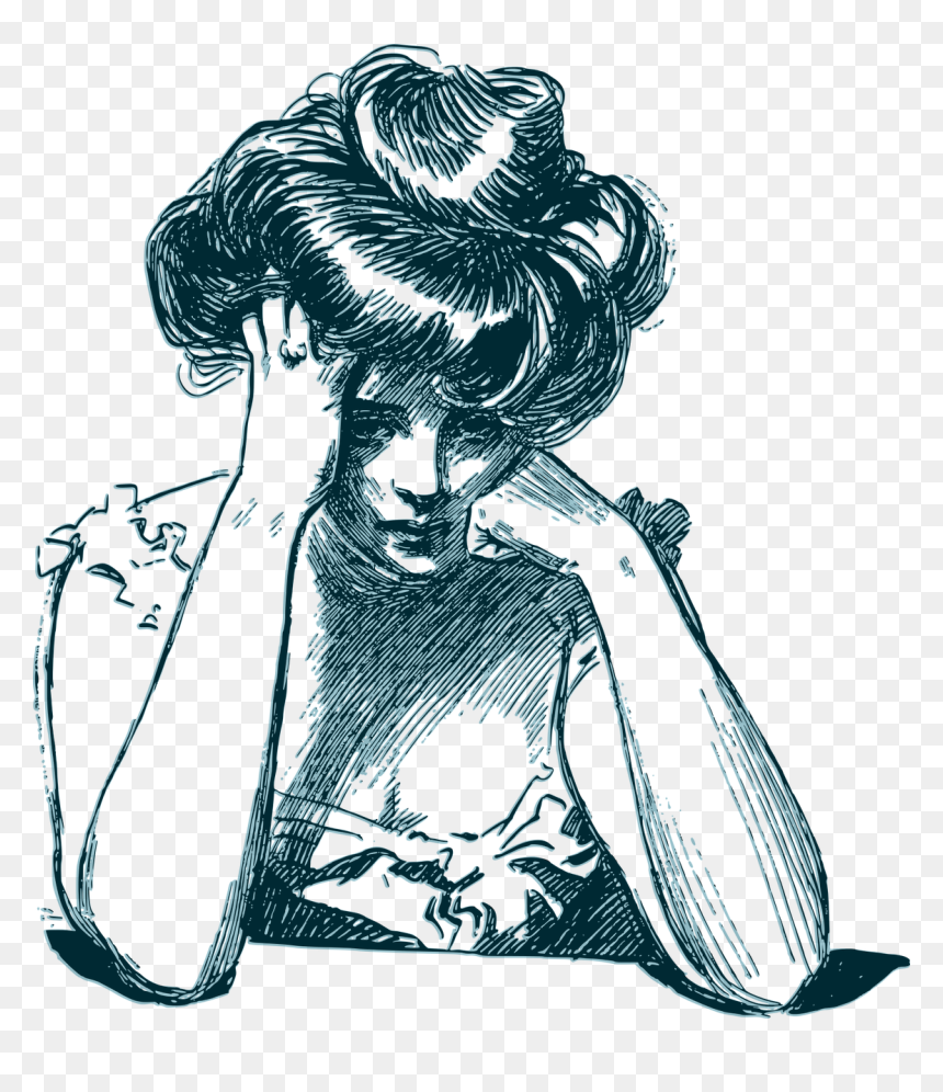 Woman Image Clipart Thinking, HD Png Download - girl drawing png