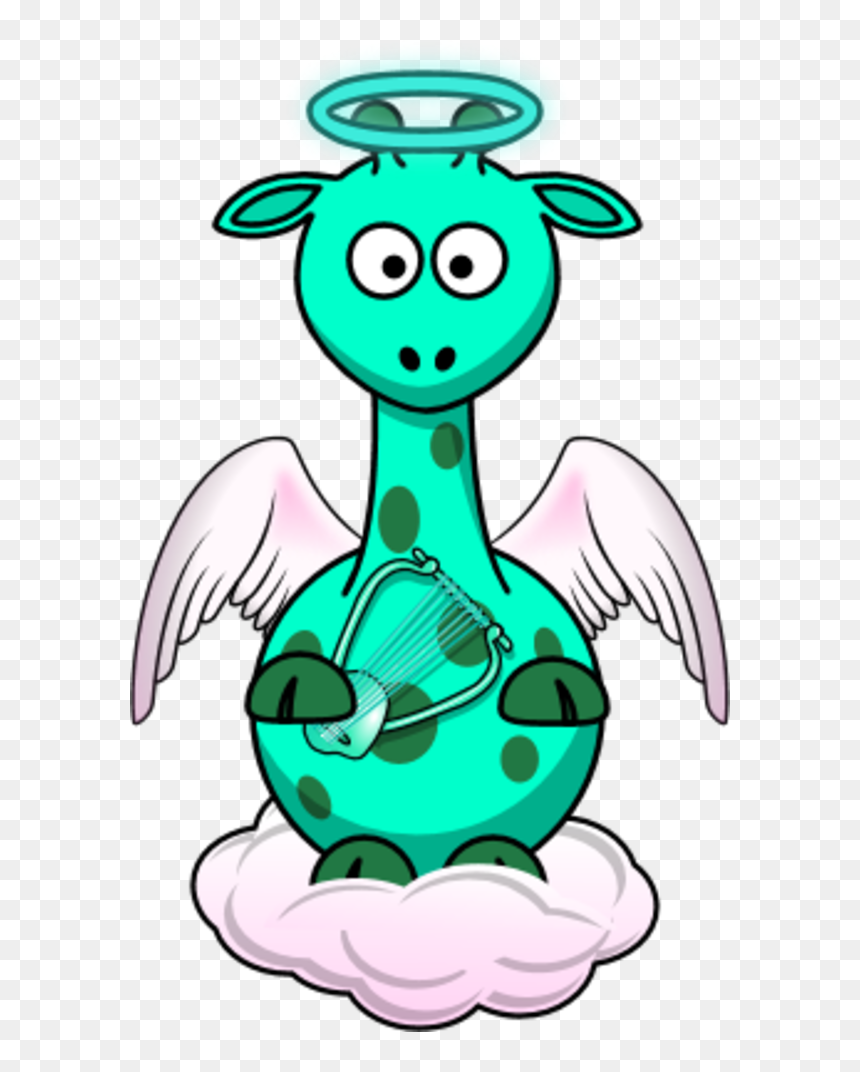 Giraffe Angle Wings Cloud Holding A Harp - Cartoon Giraffe, HD Png Download - angle wings png