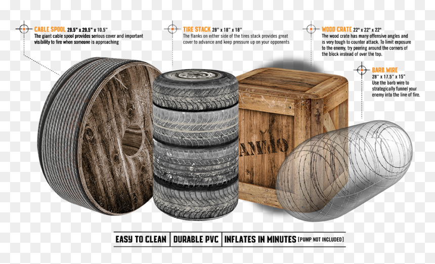 Battle Bunkerz Battlezone Inflatable Game Field Set, HD Png Download - stack of tires png