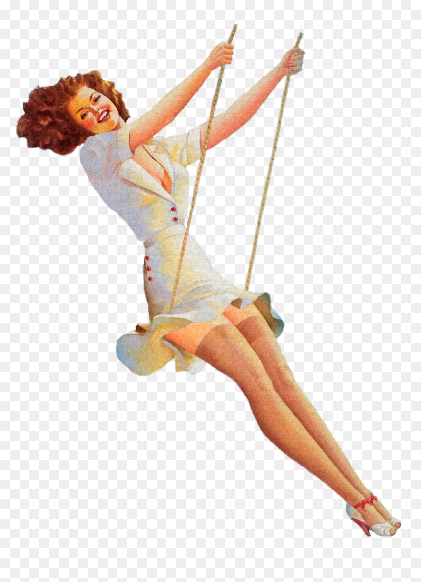 Transparent Vintage Woman Png - Vintage Woman On Swing, Png Download - pinup png
