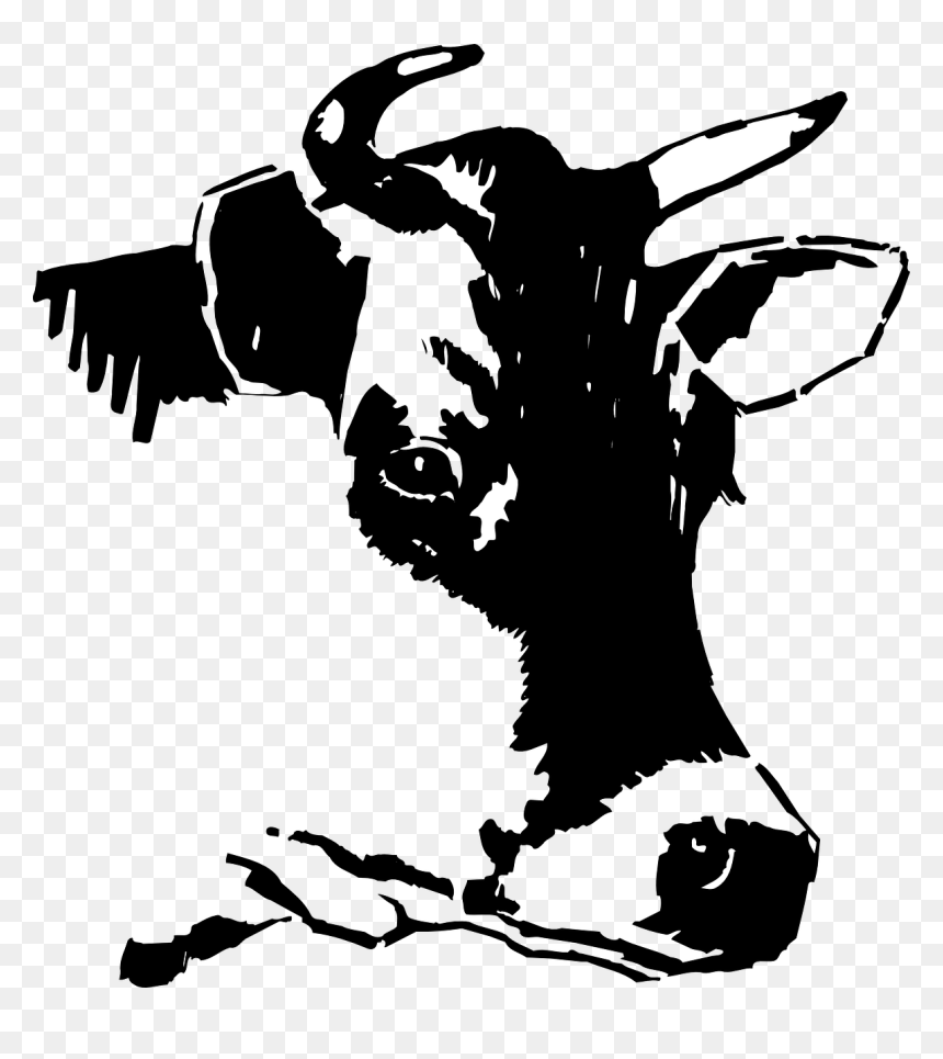 Cow Head Png Black And White, Transparent Png - cow face png