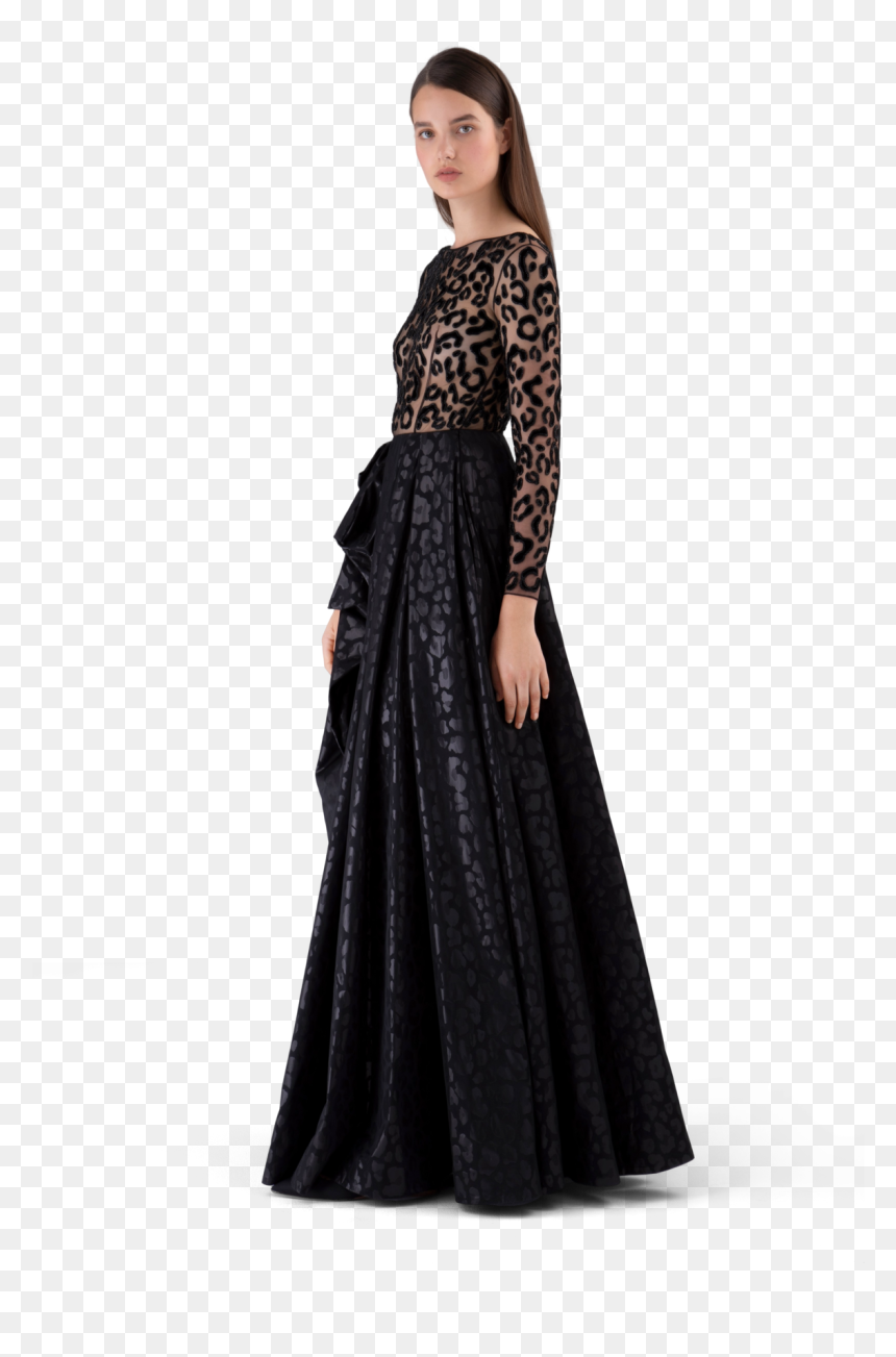 Gown, HD Png Download - black fashion model png