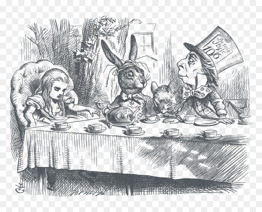 Lewis Carroll Society Of North America - Cartoon Tea Party Mad Hatter, HD Png Download - alice in wonderland rabbit png