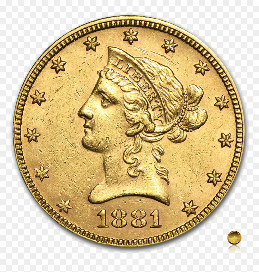 $10 Liberty Gold Coin
1838-1907 - Specchio Rotondo Mosaico 90 Cm, HD Png Download - gold coins falling png