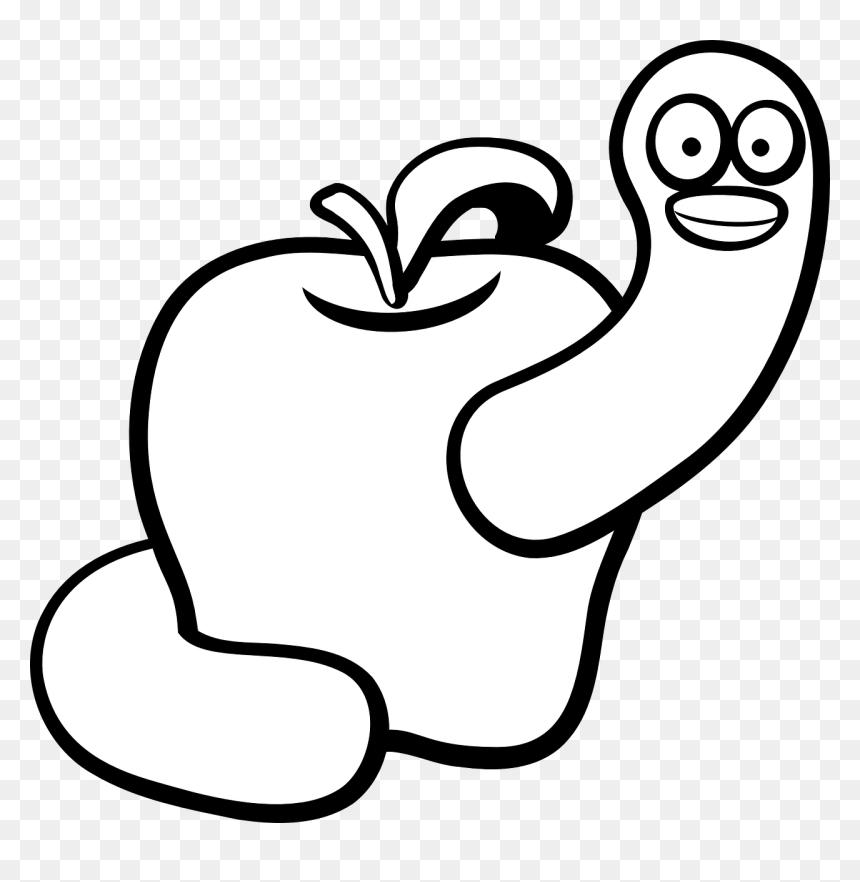 Black And White Worm Clipart, HD Png Download - apple cartoon png