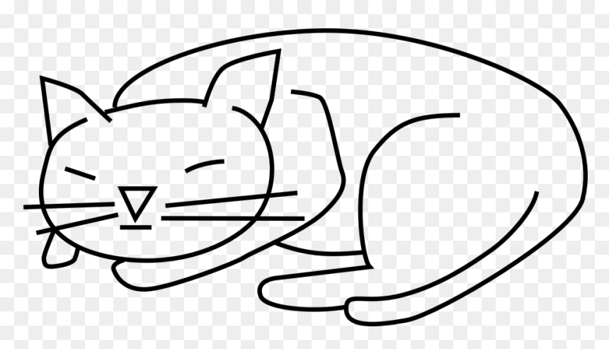 Sleeping Cat Black And White Clipart, HD Png Download - sleeping cat png