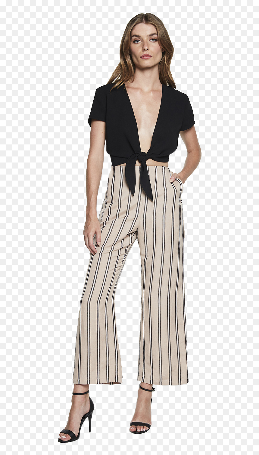 Cap Sleeve Tie Top In Colour Jet Black - Photo Shoot, HD Png Download - black fashion model png