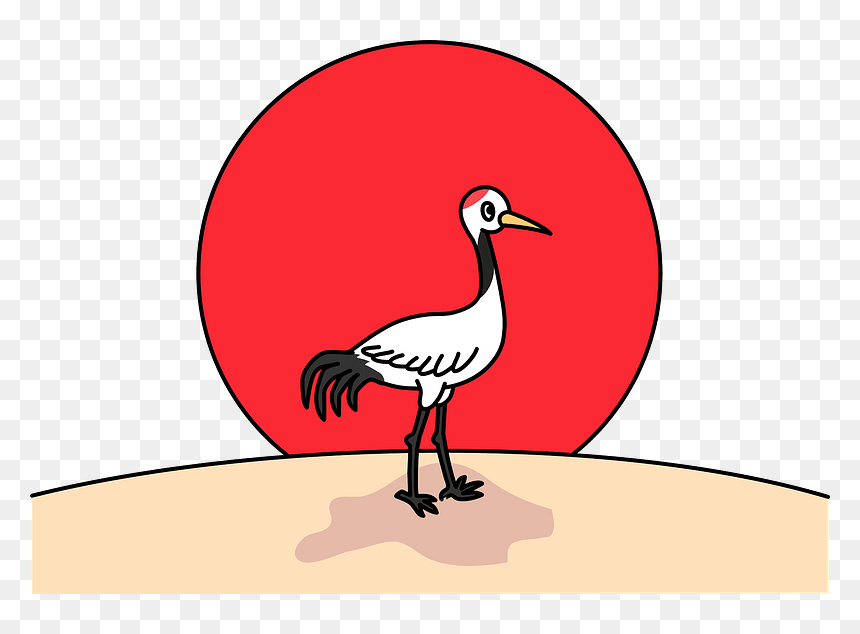 Sunrise And Red-crowned Crane Clipart - Water Bird, HD Png Download - sunrise clipart png