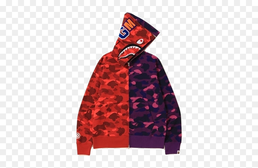 Red And Purple Bape Hoodie, HD Png Download - bape shark logo png