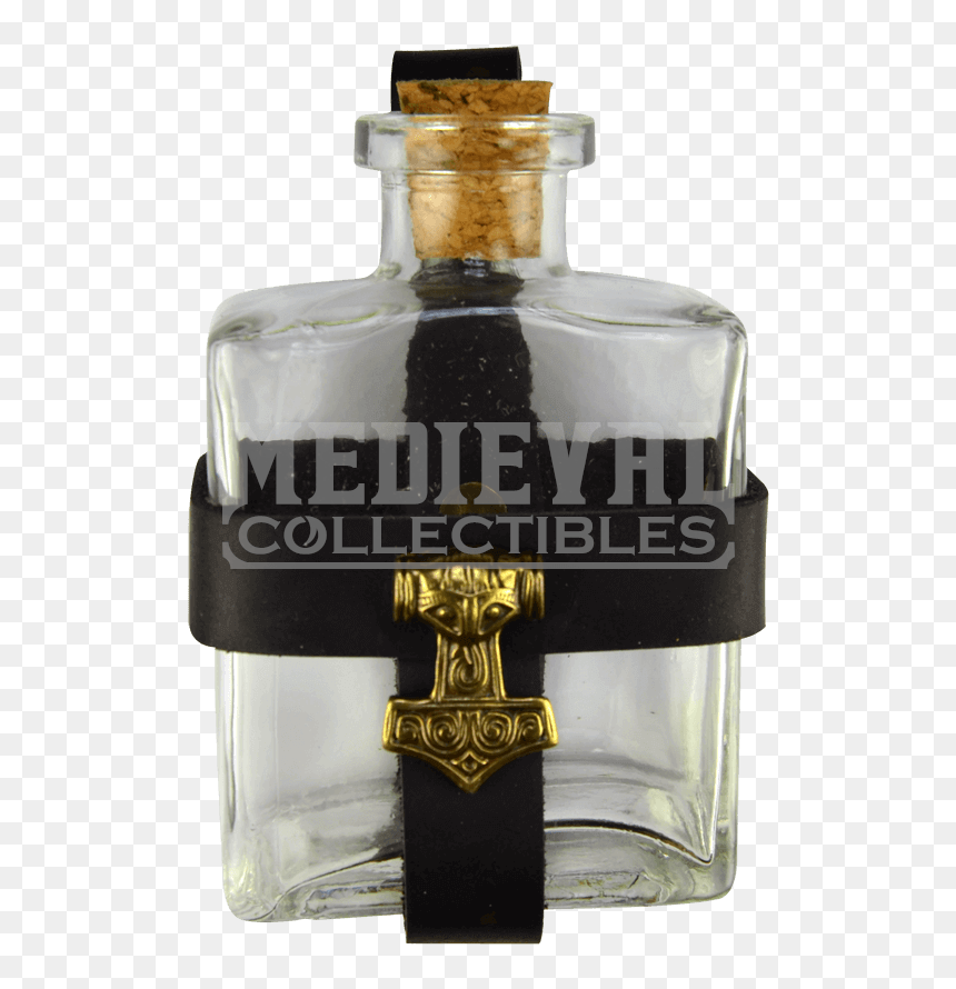 Glass Potion Bottle With Mjolnir Holder - Glass Bottle, HD Png Download - potion bottle png