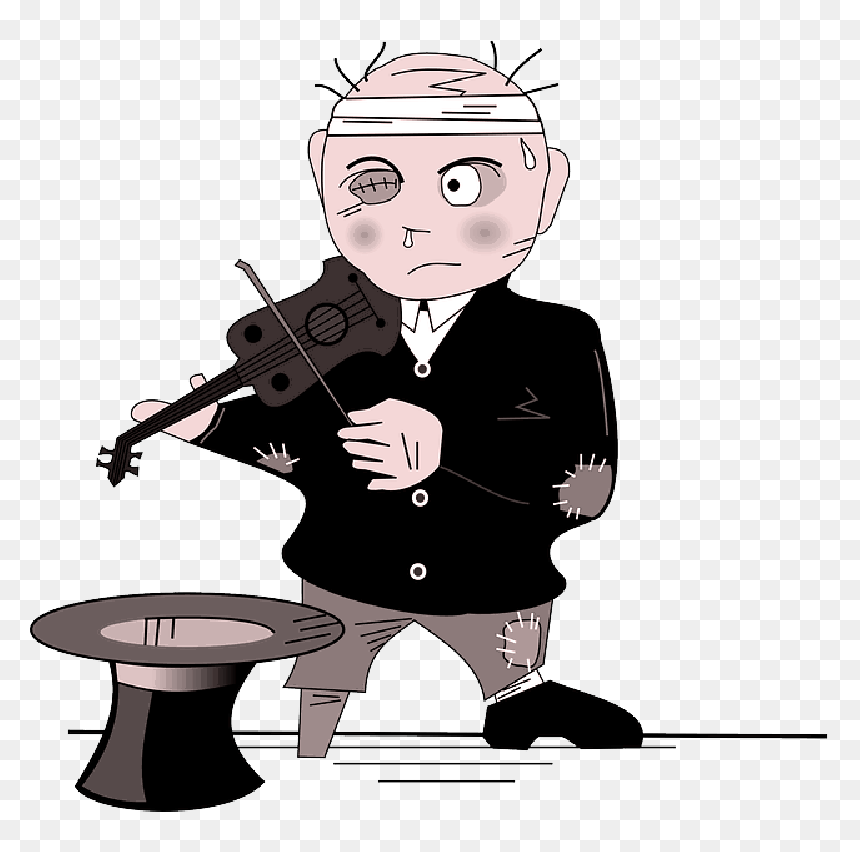 Music, People, Man, Cartoon, Money, Violin, Play - Poor People Clip Art, HD Png Download - money cartoon png