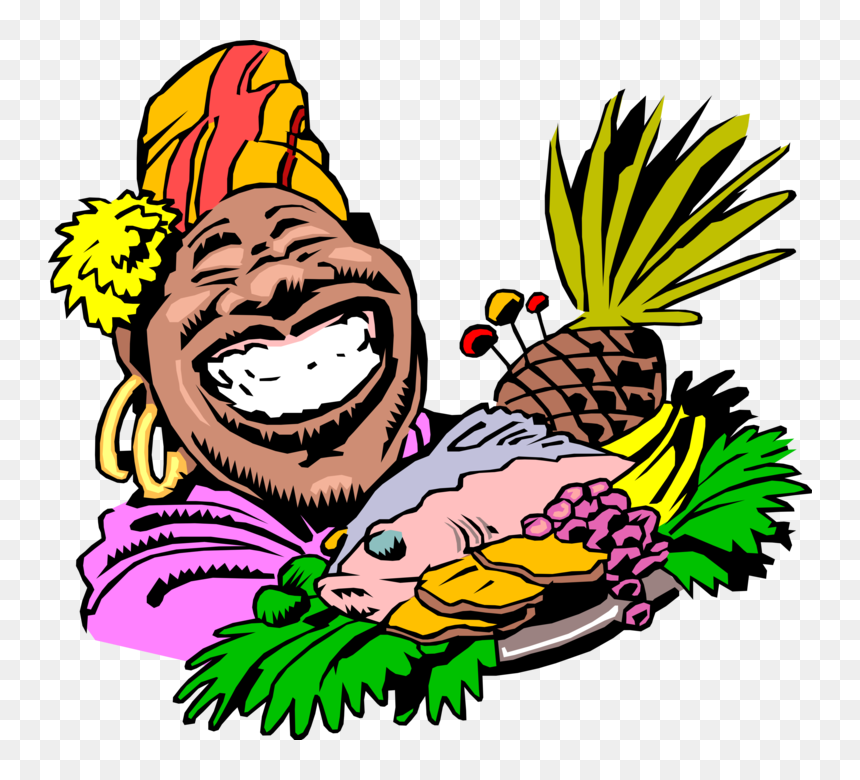 Woman Offers Food Platter Vector Image Illustration - Caribbean Food Clipart, HD Png Download - cartoon food png