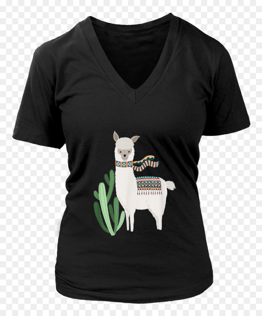 Cute Llama With Scarf & Cactus Llama Lover Gift & T-shirt - T-shirt, HD Png Download - cute cactus png