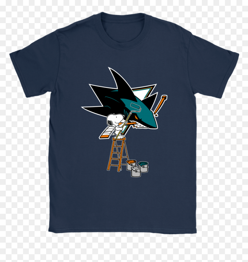 Snoopy Paints The San Jose Sharks Logo Nhl Ice Hockey - Mickey Mouse Cool T Shirt, HD Png Download - bape shark logo png