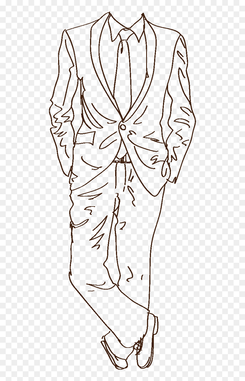 Hand Drawn Line Clothes Elements - Wedding Suit For Men Drawing, HD Png Download - hand drawn line png