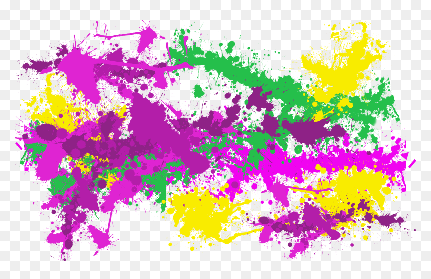 Pink Purple Yellow Green Splatters - Yellow, HD Png Download - pink splatter png