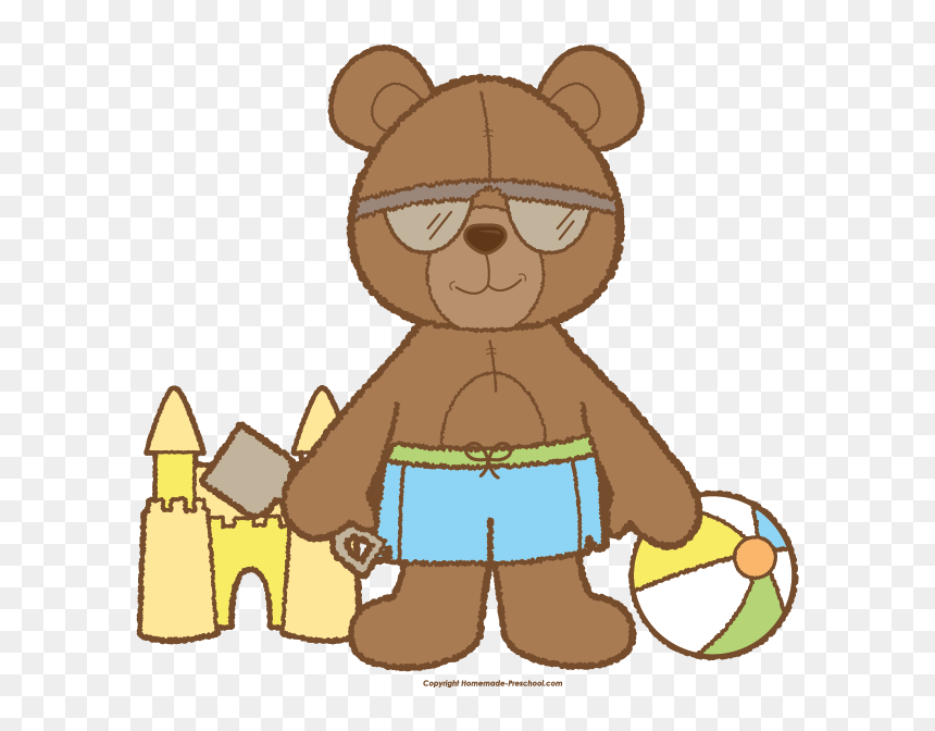 Teddy Bear Beach Clipart, HD Png Download - baby bear png
