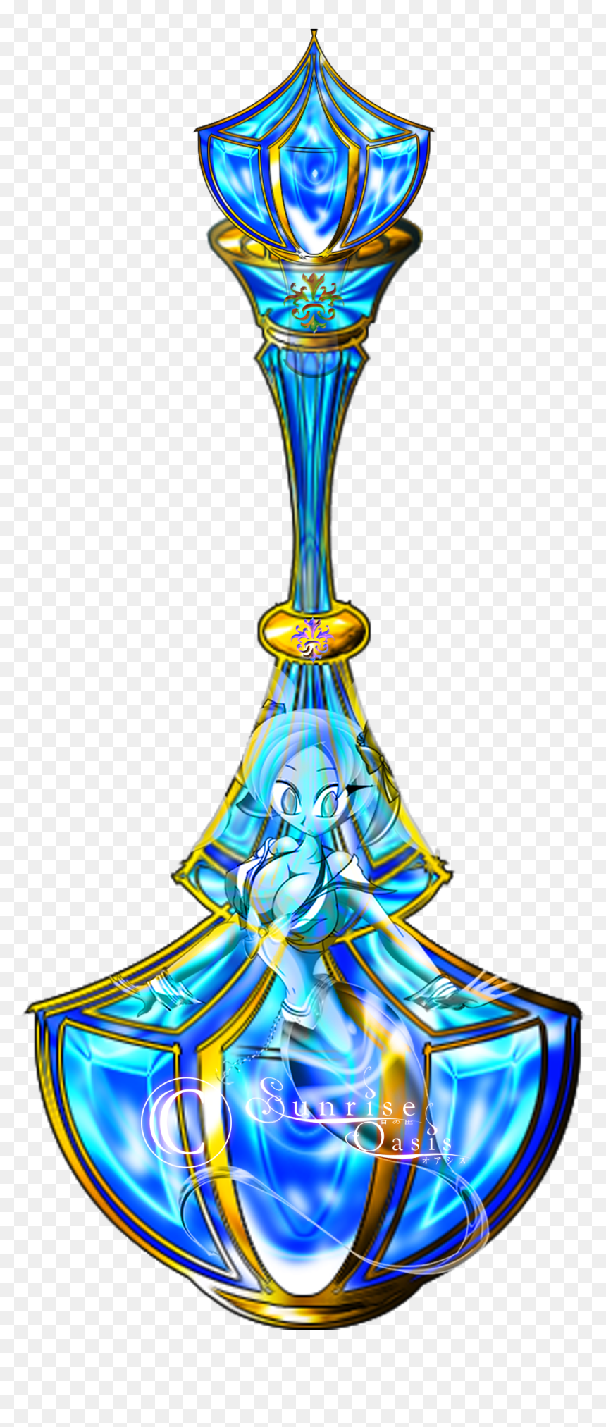 Genie Kasumi In A Lure Bottle By Sunrise On - Genie Bottle Clip Art, HD Png Download - sunrise clipart png