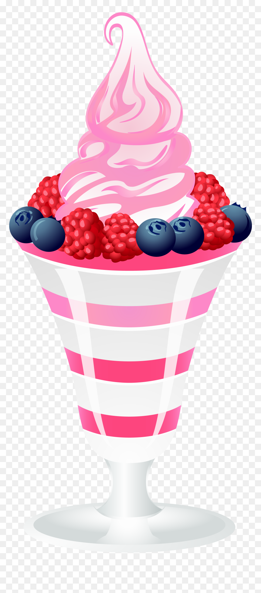 Ice Cream Sundae With Raspberries And Blackberries - Cup Cake And Ice Cream Clipart, HD Png Download - sundae png