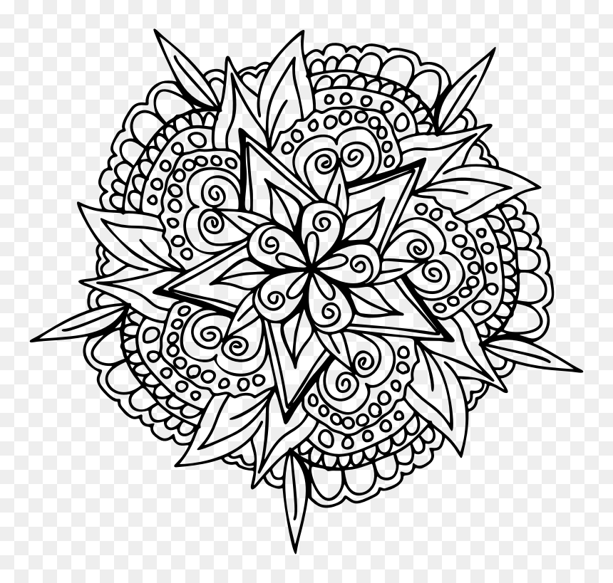 Hand Drawn Floral Line Art - Gratuit Mandala À Imprimer, HD Png Download - hand drawn line png