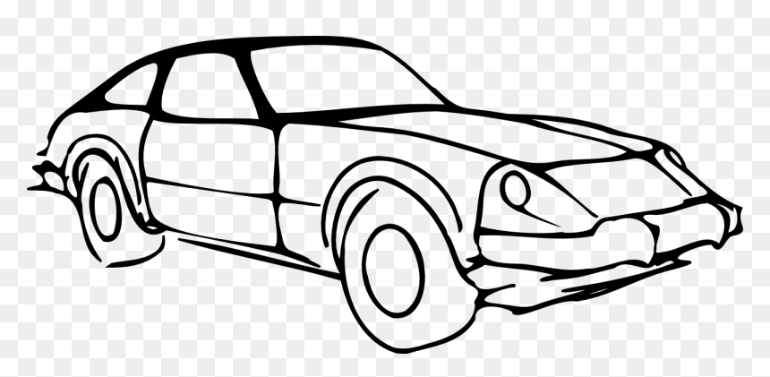Car Drawing Png Black And White - Black And White Car Clip Art, Transparent Png - car drawing png