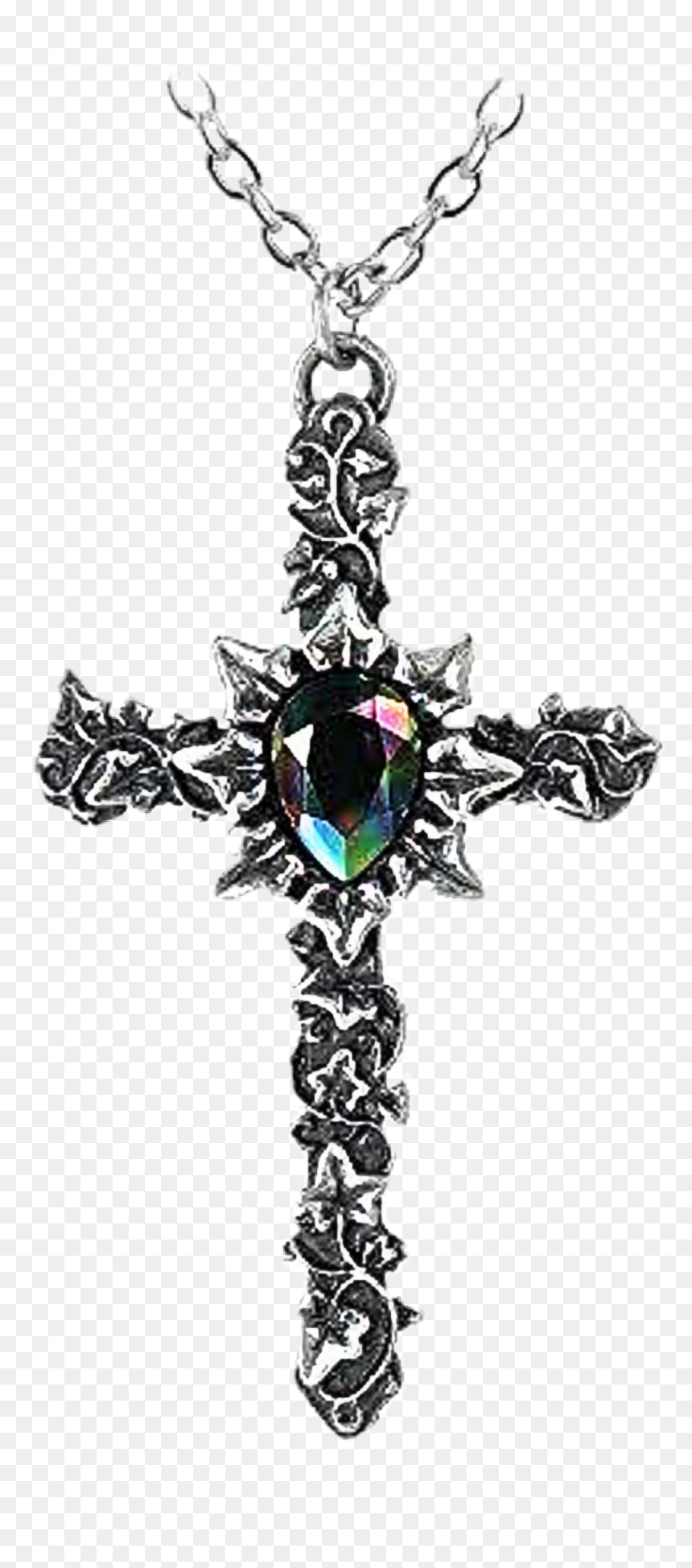 #cross Necklace #crossnecklace #crucifix #rosary #cross - Rainbow Gem Necklaace, HD Png Download - cross necklace png