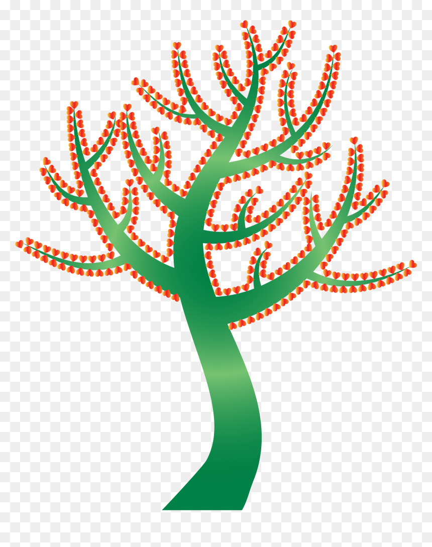 Colorful Valentine Hearts Tree 15 No Background Clip, HD Png Download - valentine background png