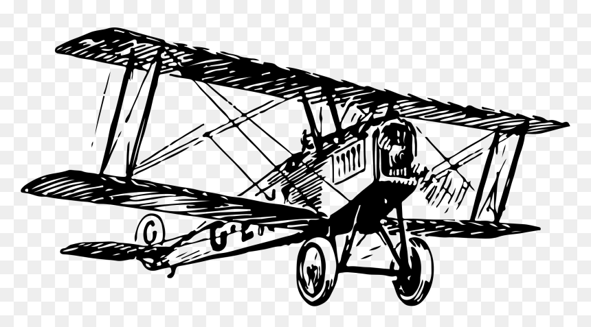 Bi Plane Big Image - Biplane Sketch, HD Png Download - biplane png