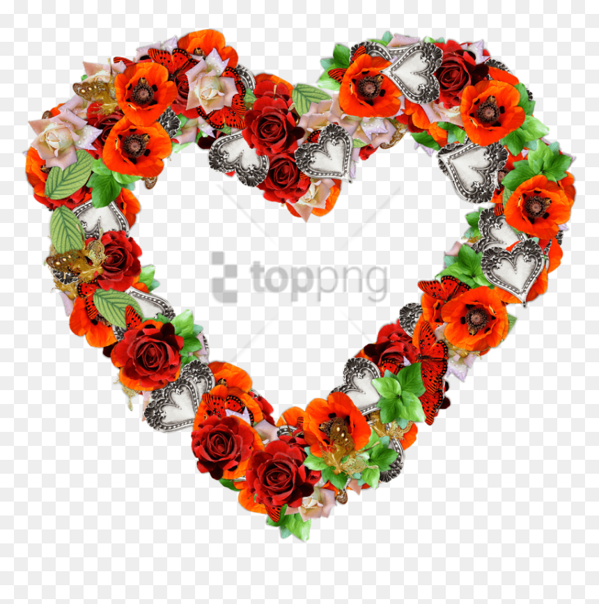 Free Png Download Heart Made Of Poppies And Roses Png - Free Clip Art Valentines Day Hearts, Transparent Png - poppies png