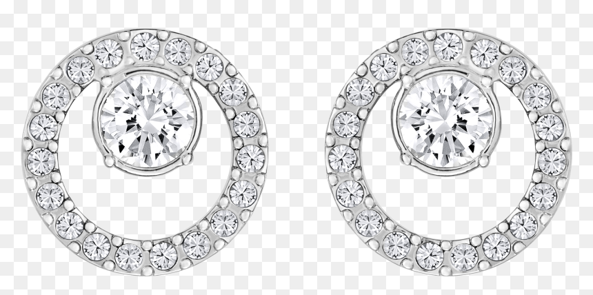 Creativity Circle Pierced Earrings, Small, White, Rhodium - Swarovski Earrings, HD Png Download - metal circle png