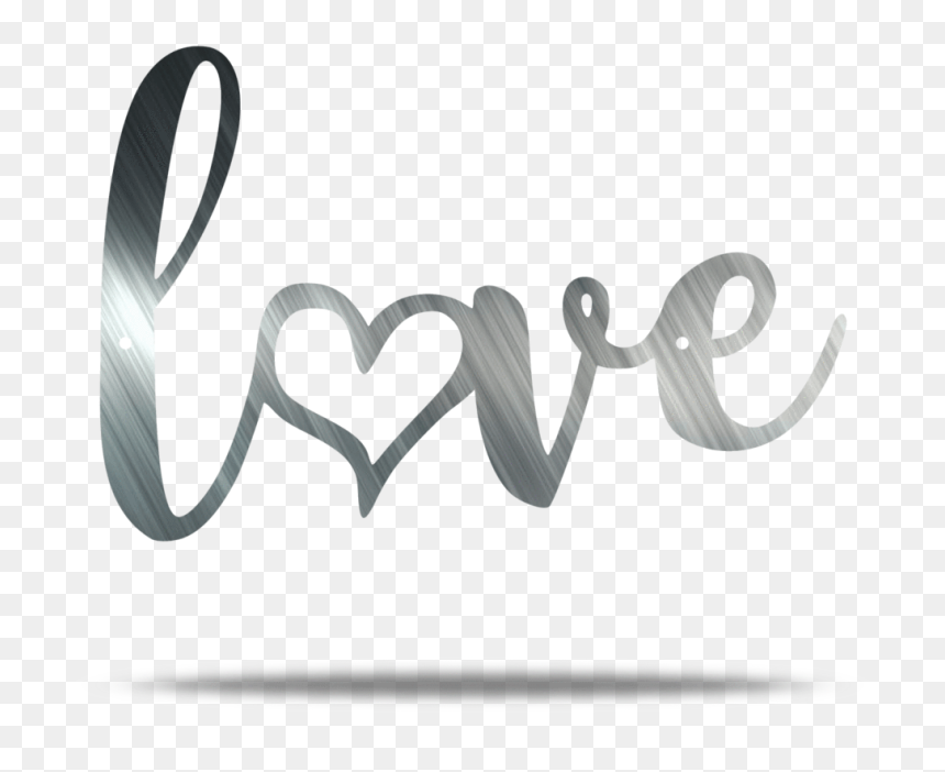 Love Heart Text Metal Wall Sign - Love Text In Black And White, HD Png Download - metal sign png