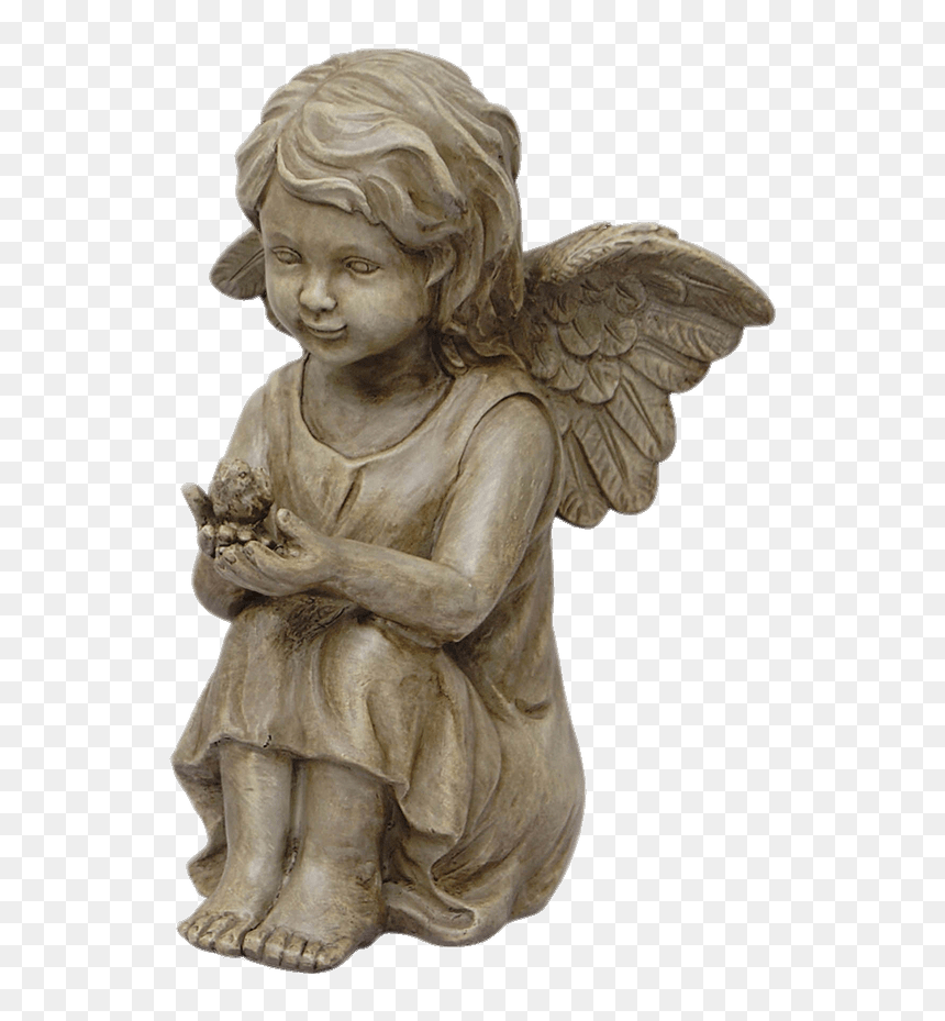 Cherub Statuette Clip Arts - Cherub Angel Holding Bird, HD Png Download - angel statue png