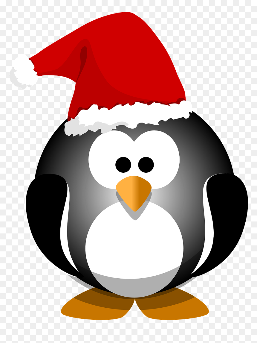Penguins With Santa Hats, HD Png Download - christmas penguin png