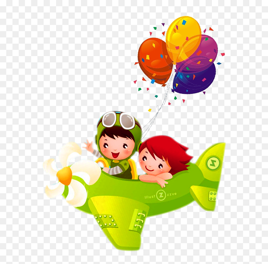 Airplane Material Cartoon Child Free Download Png Hd - Globos Vector, Transparent Png - cartoon airplane png