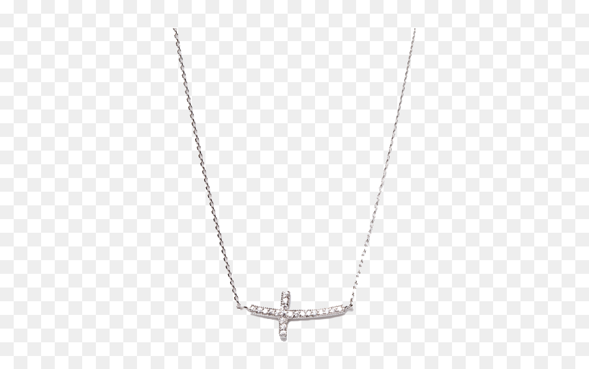 Sideway Concave Cross Necklace - Necklace, HD Png Download - cross necklace png