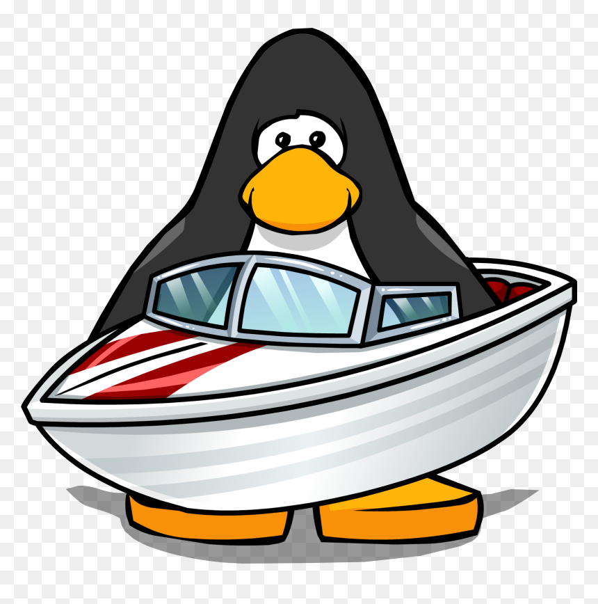 Penguin On A Boat , Png Download - Club Penguin Purple Belt, Transparent Png - speed boat png