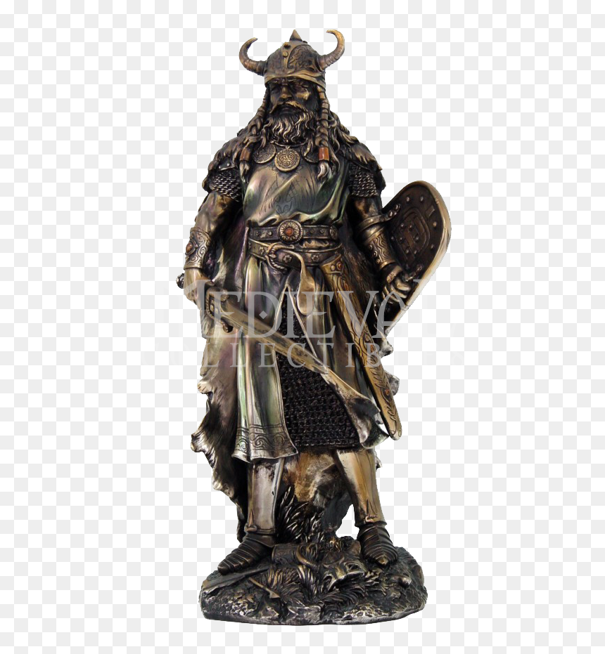 Battle Ready Viking Warrior Statue - Viking Metal Statue, HD Png Download - viking hat png