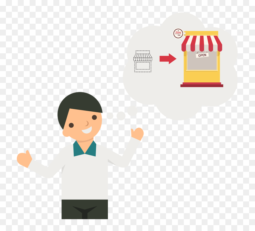 Cartoon Business Man Thinking Of Make A Big Store - Portable Network Graphics, HD Png Download - man thinking png