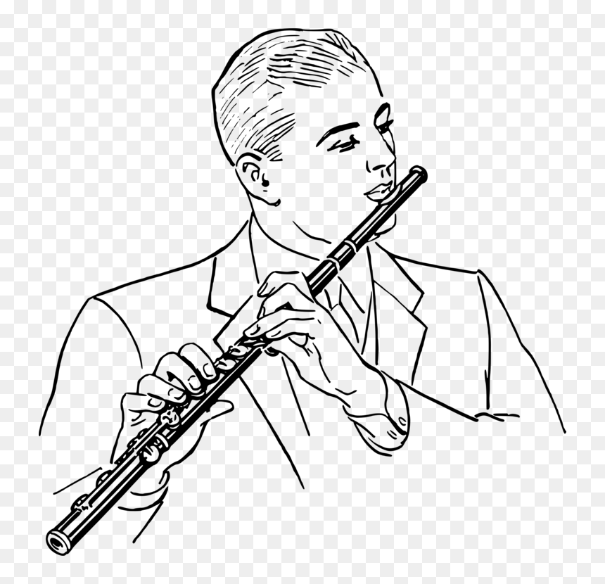Art,shoe,human - Playing Flute Clipart Black And White, HD Png Download - music clipart png