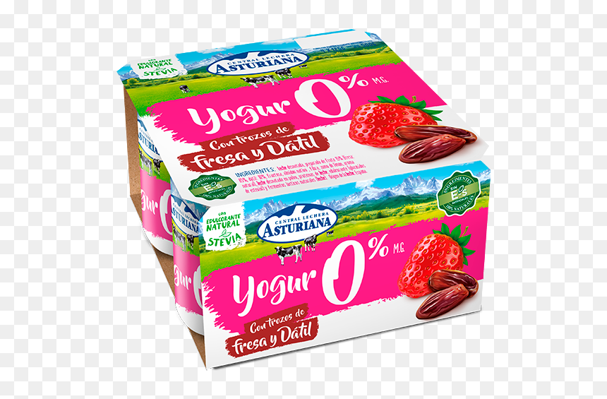 Yogur Con Fresa Y Dátil 0% Materia Grasa De Central - Central Lechera Asturiana, HD Png Download - fresa png