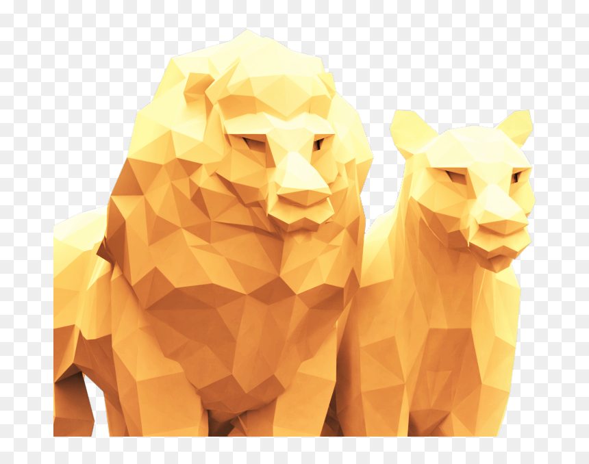Lions Lowpoly Sculpture Vector Monochrome Faceted Lioness - Origami, HD Png Download - lion vector png