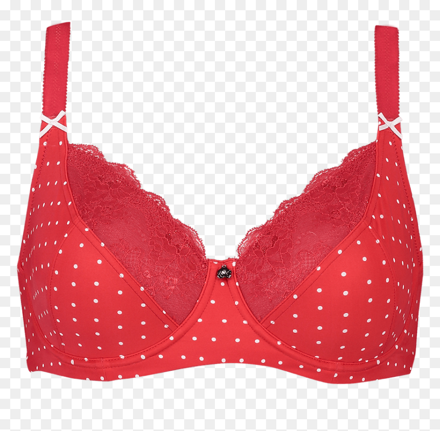 Support Dotty Bra Red & Cream Brar04 3011red/whitespot - Transparent Background Bra Png, Png Download - spots png