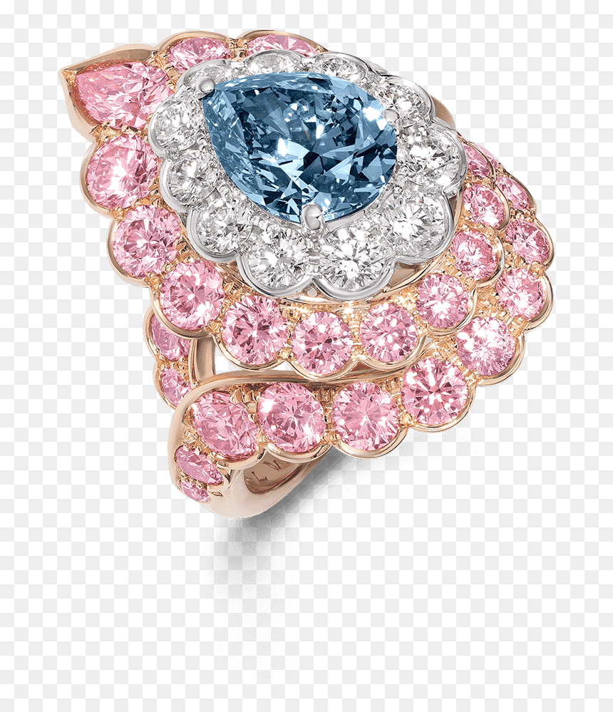 Blue Diamond And Pink Diamond Ring - Engagement Ring, HD Png Download - blue diamond png