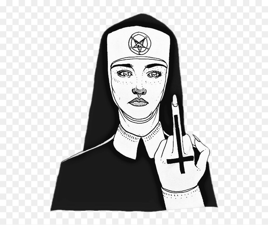 Fuckyou Middlefinger Nun Satan Clipart , Png Download - Drawing Satanic Art, Transparent Png - satanic png