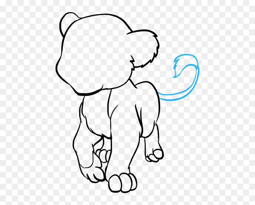How To Draw Baby Lion - Baby Lion Drawing, HD Png Download - baby lion png